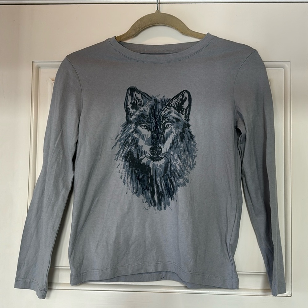 Garnet Hill Green Cotton Wolf T-shirt